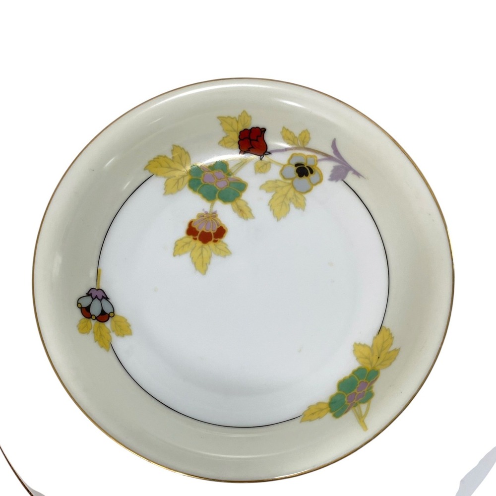 Vintage Pirken Hammer Czechoslovakia Floral Porcelain Soup Bowls Gold Set Of 6